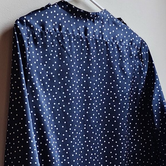 Calvin Klein Navy Polka Dot Button Down Shirt Size Petite Small - Picture 9 of 16